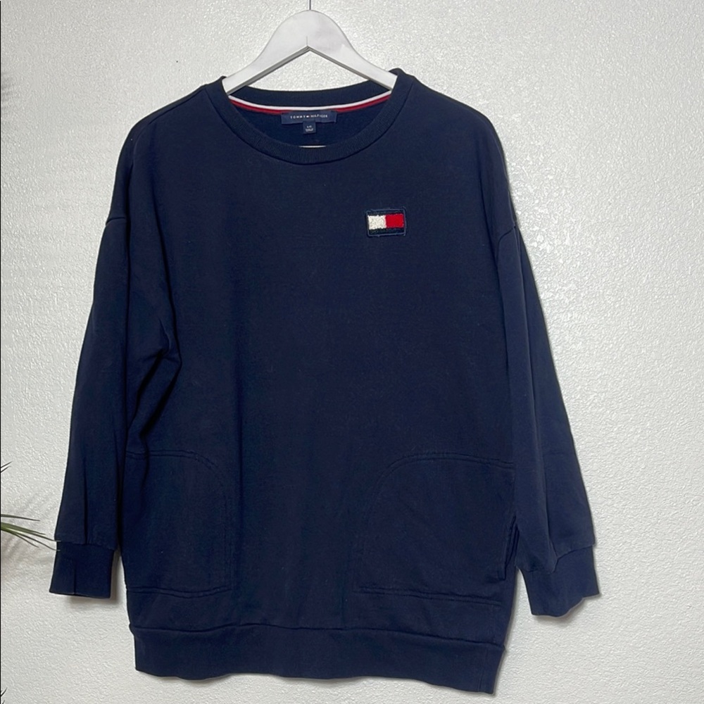 Tommy Hilfiger Blue Crewneck Sweater Iconic Logo